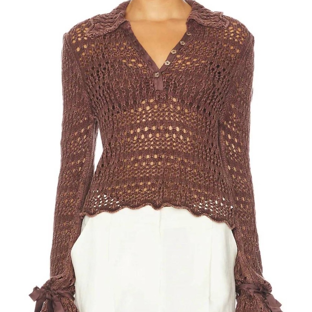 Free People Brown Crochet Top